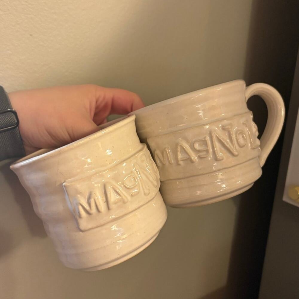 MAGNOLIA Coffee Mug Stoneware Hand Made Magnolia Market Waco SET OF TWO